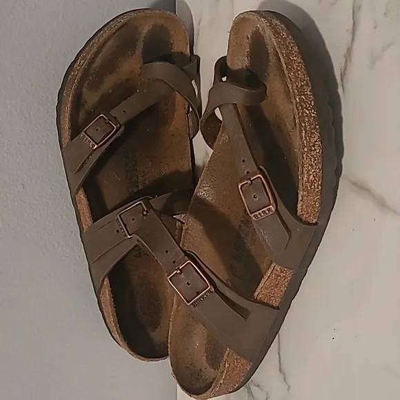 Birkenstock Mayari Brown Strappy Sandals W9 M7 Comfy Boho Neutral Minimalist