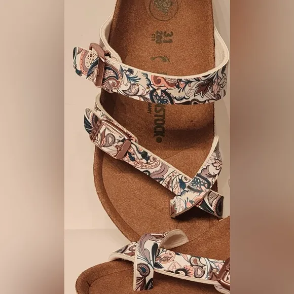 Birkenstock MAYARI KIDS Sandals White Pink Green Birko-Flor Size 31 13-13.5