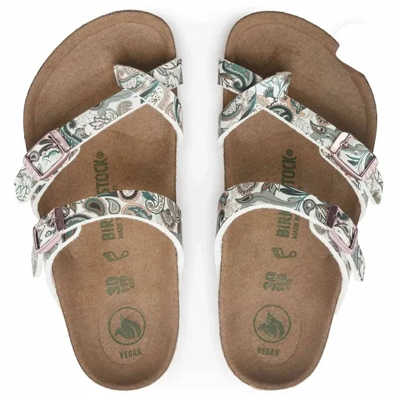 Birkenstock MAYARI KIDS Sandals White Pink Green Birko-Flor Size 31 13-13.5