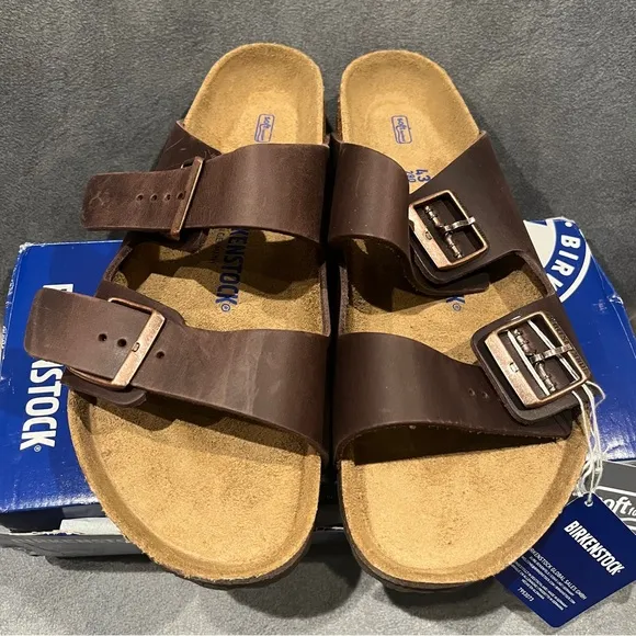 Birkenstock Men’s Arizona Sandals Soft Footbed Habana Oiled Leather Size 10