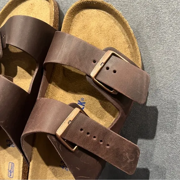 Birkenstock Men’s Arizona Sandals Soft Footbed Habana Oiled Leather Size 10