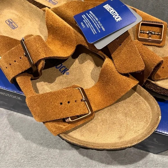 Birkenstock Men’s Arizona Sandals Soft Footbed Suede Leather Mink 10 US MEN