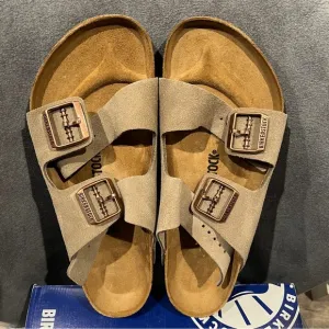 Birkenstock Men’s Arizona Sandals Suede Leather Taupe Size 11 US