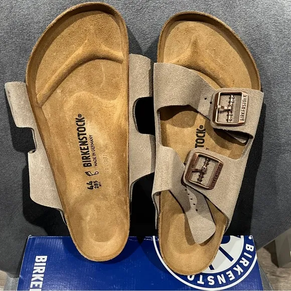 Birkenstock Men’s Arizona Sandals Suede Leather Taupe Size 11 US