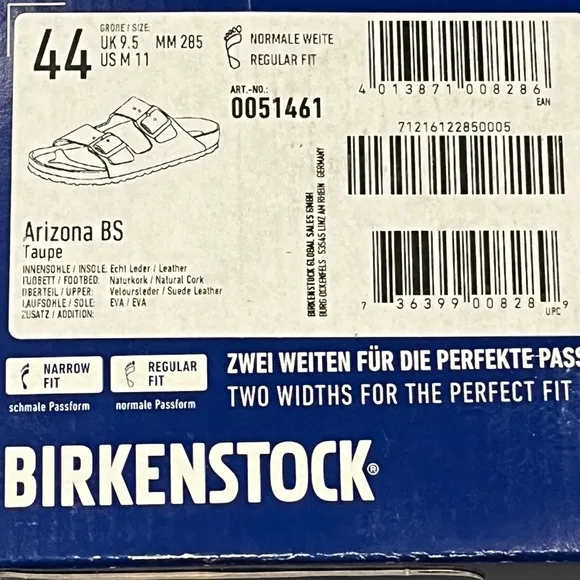 Birkenstock Men’s Arizona Sandals Suede Leather Taupe Size 11 US