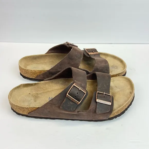 Birkenstock Mens Arizona Soft Footbed Habana Oiled Leather Slides US Sz 13 EU 46