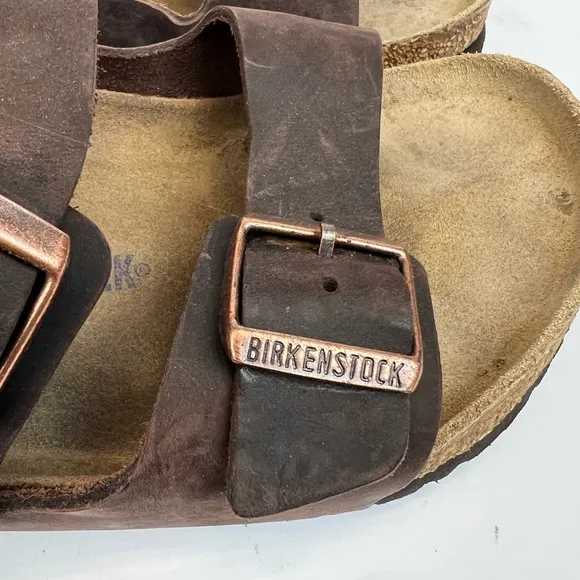 Birkenstock Mens Arizona Soft Footbed Habana Oiled Leather Slides US Sz 13 EU 46