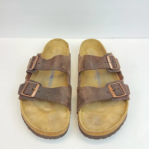 Birkenstock Mens Arizona Soft Footbed Habana Oiled Leather Slides US Sz 13 EU 46