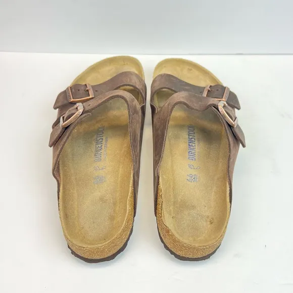 Birkenstock Mens Arizona Soft Footbed Habana Oiled Leather Slides US Sz 13 EU 46