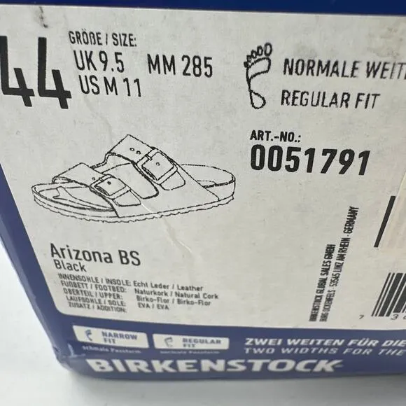 Birkenstock Men's Black Arizona Birko Flor Slide Sandals Size 11