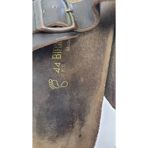 Birkenstock Men's Milano Leather Strappy Sandal Heel Strap Brown Buckle 44 US 11