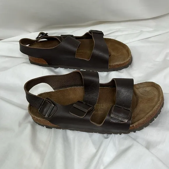 Birkenstock Milano Dark Brown Leather Sandals Size 41 Men’s 8
