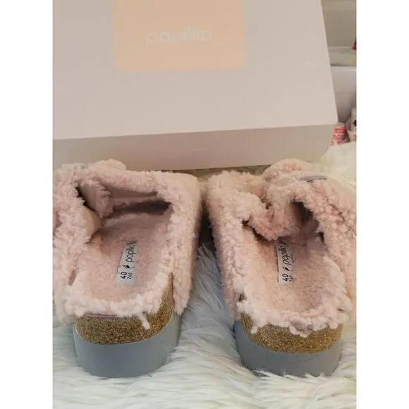 BIRKENSTOCK PAPILLIO ARIZONA BIG BUCKLE ROSE TEDDY SANDALS EU40/US9