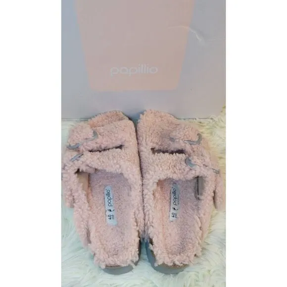 BIRKENSTOCK PAPILLIO ARIZONA BIG BUCKLE ROSE TEDDY SANDALS EU40/US9