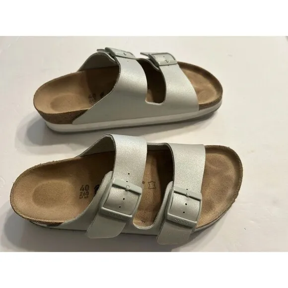 Birkenstock papillio Arizona Gray Shimmer Sandals Size 9 Womens 7 Mens EU 40