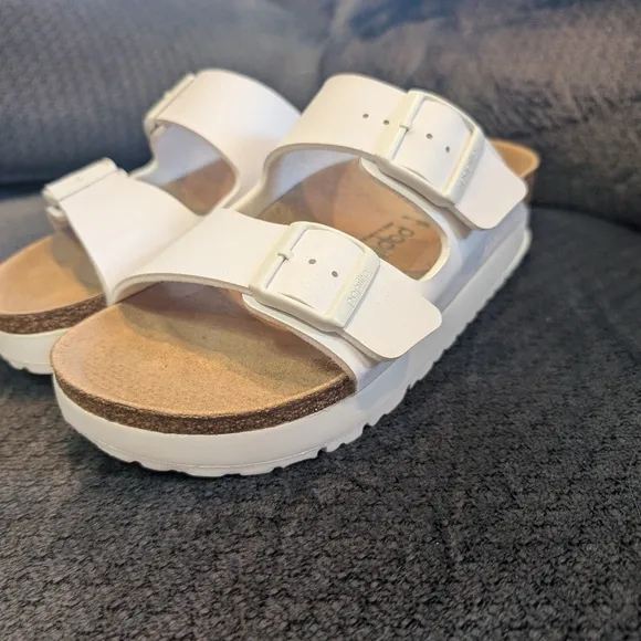 Birkenstock Papillio Arizona Platform Sandals Women's White Slide