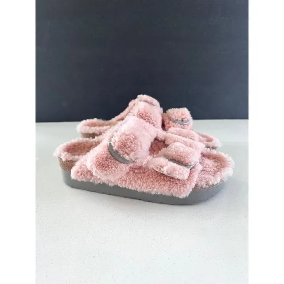 Birkenstock Papillio Big Buckle Teddy  Crystal Rose slide sandals size 38