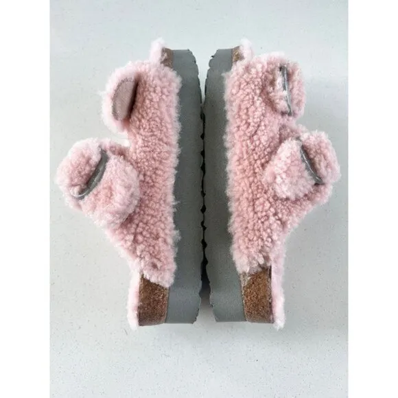 Birkenstock Papillio Big Buckle Teddy  Crystal Rose slide sandals size 38