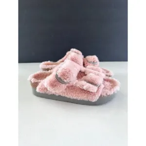 Birkenstock Papillio Big Buckle Teddy  Crystal Rose slide sandals size 38