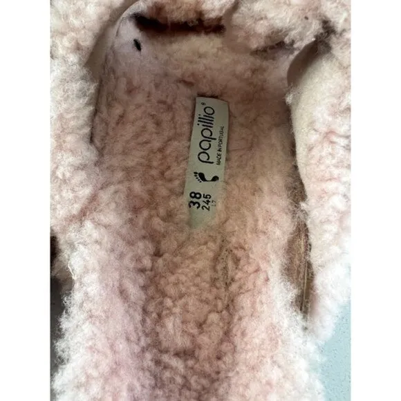 Birkenstock Papillio Big Buckle Teddy  Crystal Rose slide sandals size 38