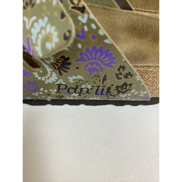 Birkenstock Papillio Florida Green Purple Floral 3 Strap Sandals US 5  EU 36
