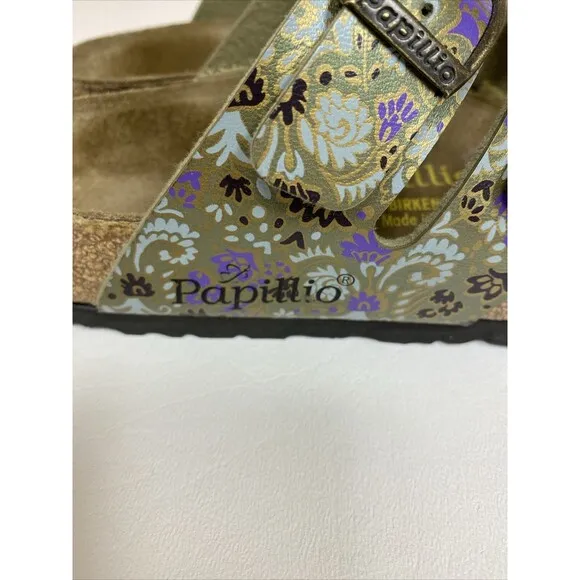 Birkenstock Papillio Florida Green Purple Floral 3 Strap Sandals US 5  EU 36