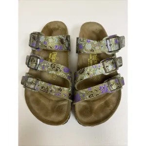 Birkenstock Papillio Florida Green Purple Floral 3 Strap Sandals US 5  EU 36