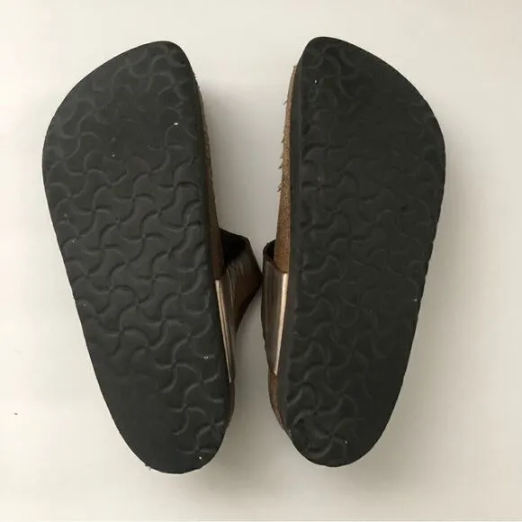 Birkenstock Papillio Gizeh style sandals silver and brown women’s size 40