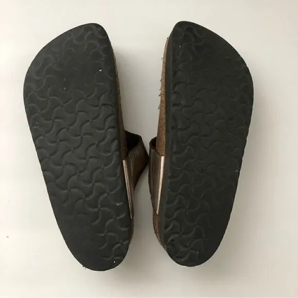 Birkenstock Papillio Gizeh style sandals silver and brown women’s size 40