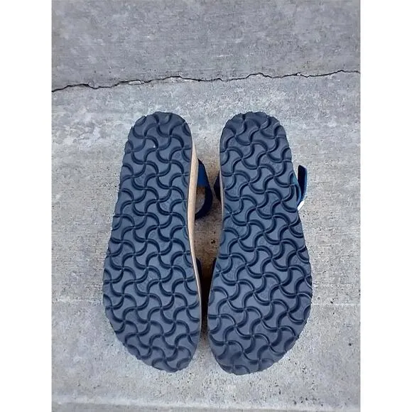 Birkenstock Papillio Glenda Blue Leather Platform Sandals Size 37 EU 6 US
