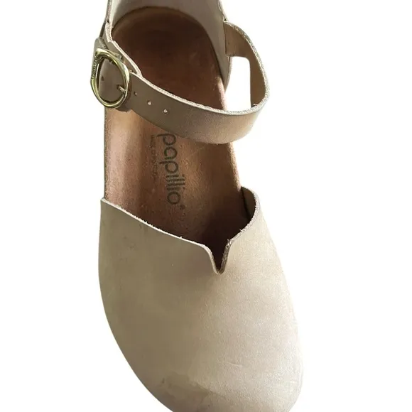 Birkenstock Papillio Mary Jane Wedge Sandals Shoes Sand Suede Size 40 or US 10
