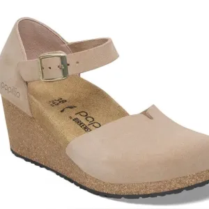 Birkenstock Papillio Mary Jane Wedge Sandals Shoes Sand Suede Size 40 or US 10