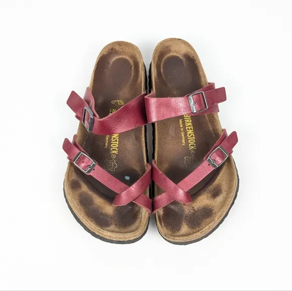 Birkenstock Red Oiled Leather Mayari Sandals Size 41
