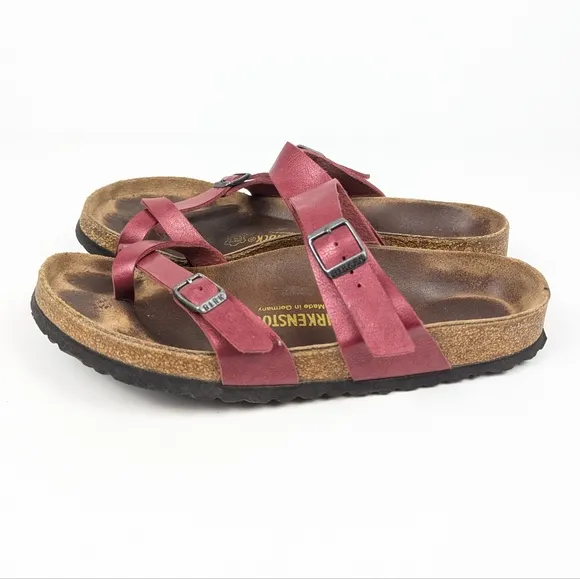 Birkenstock Red Oiled Leather Mayari Sandals Size 41