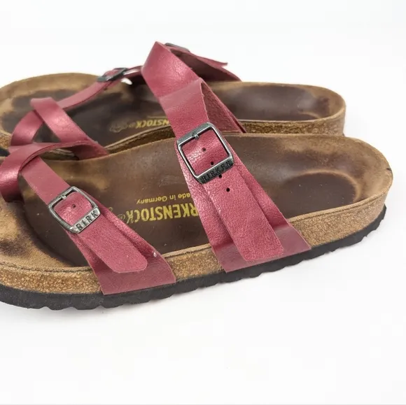 Birkenstock Red Oiled Leather Mayari Sandals Size 41