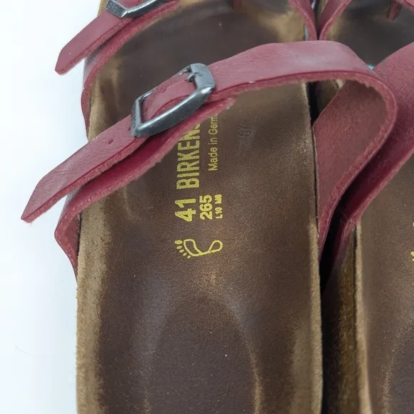 Birkenstock Red Oiled Leather Mayari Sandals Size 41