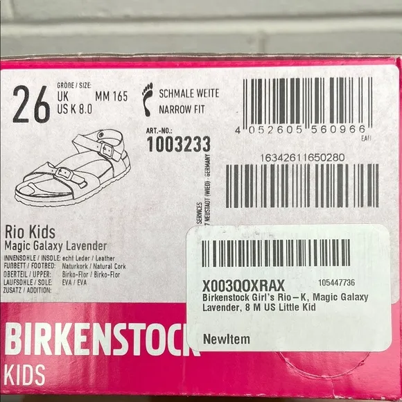 Birkenstock Rio Kids Magic Galaxy Lavender Sandals EU26/US K8 Narrow NEW 1003233
