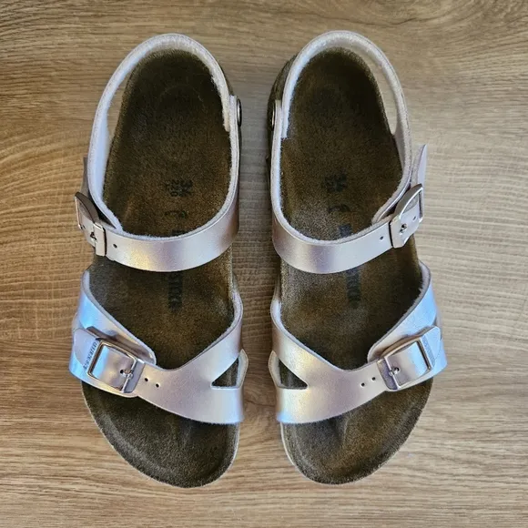 Birkenstock Rose Metallic Rio Sandals Size 34