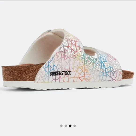 BIRKENSTOCK Sandals Iridescent Disco Arizona Vegan Silver Youth Size EU 34 US 3
