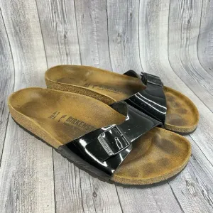 Birkenstock Sandals Women’s EU 41 Madrid Black Patent Slide Cork Footbed Comfy