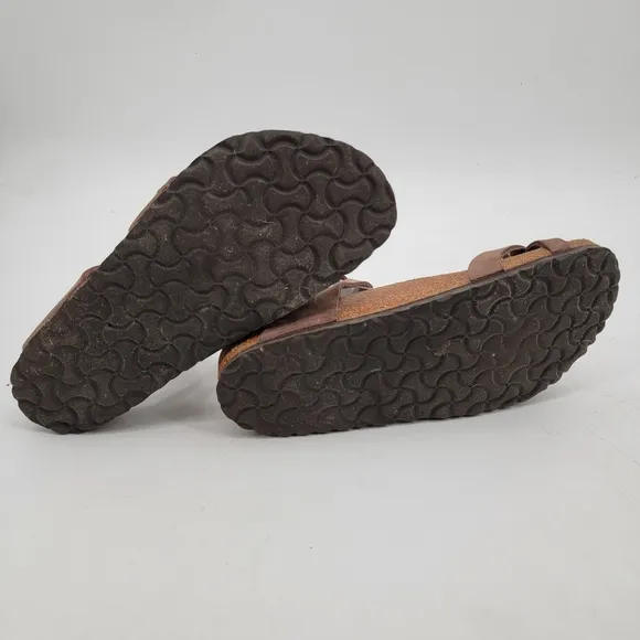 Birkenstock Sandals Yara Womens 9 Bohemian Brown Leather Ankle Wrap Minimalist
