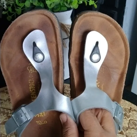 BIRKENSTOCK SILVER SANDALS