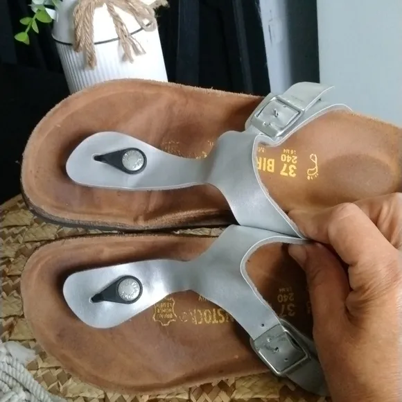 BIRKENSTOCK SILVER SANDALS