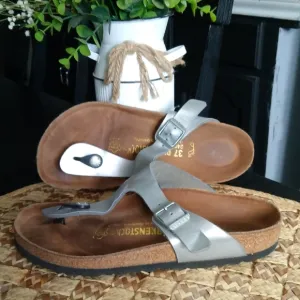 BIRKENSTOCK SILVER SANDALS