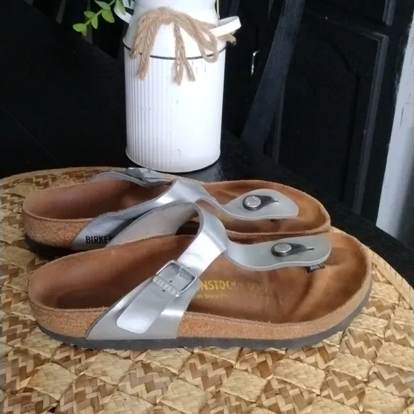 BIRKENSTOCK SILVER SANDALS