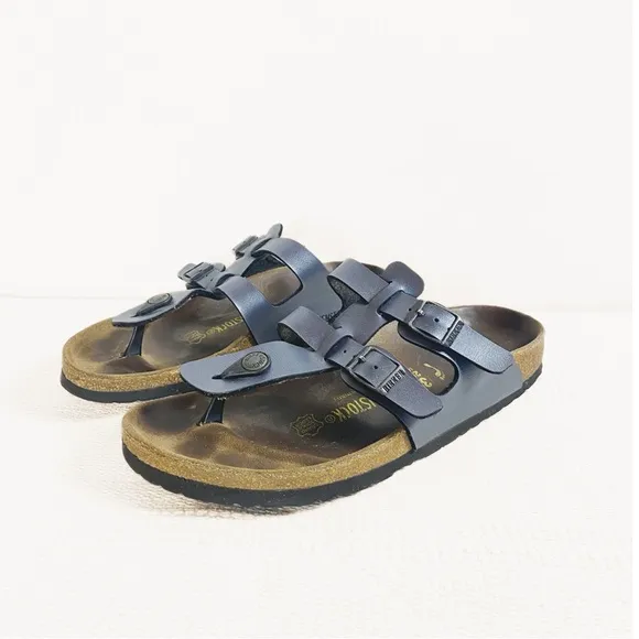 BIRKENSTOCK Sparta Sandals in metallic gray blue Womens size EU 39