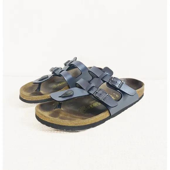 BIRKENSTOCK Sparta Sandals in metallic gray blue Womens size EU 39
