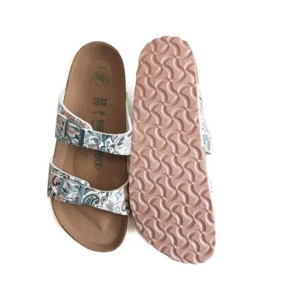 Birkenstock Sydney Vegan Birko-Flor Sandals Womens 7 EU 38 Paisley Light Rose