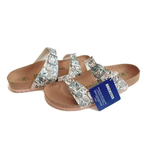 Birkenstock Sydney Vegan Birko-Flor Sandals Womens 7 EU 38 Paisley Light Rose