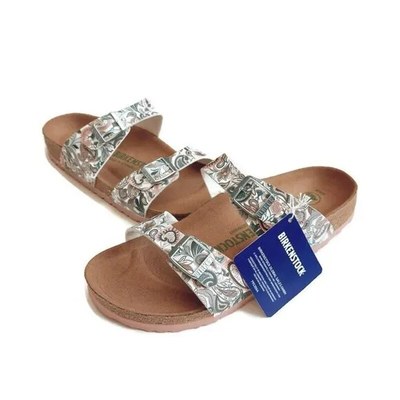 Birkenstock Sydney Vegan Birko-Flor Sandals Womens 7 EU 38 Paisley Light Rose